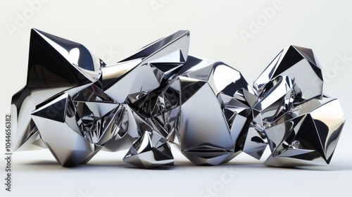3d render of abstract art with surreal 3d organic ball in curve wavy smooth and soft bio forms in matte aluminium metal material with glass parts, with dispersion effect on grey background
