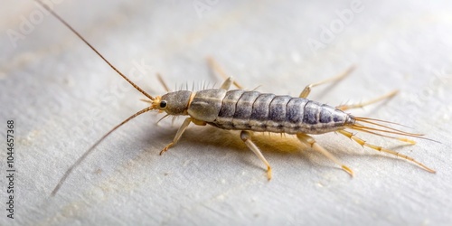 Symmetrical insect feeding on paper silverfish pest books and newspapers Lepismatidae Thermobia domestica