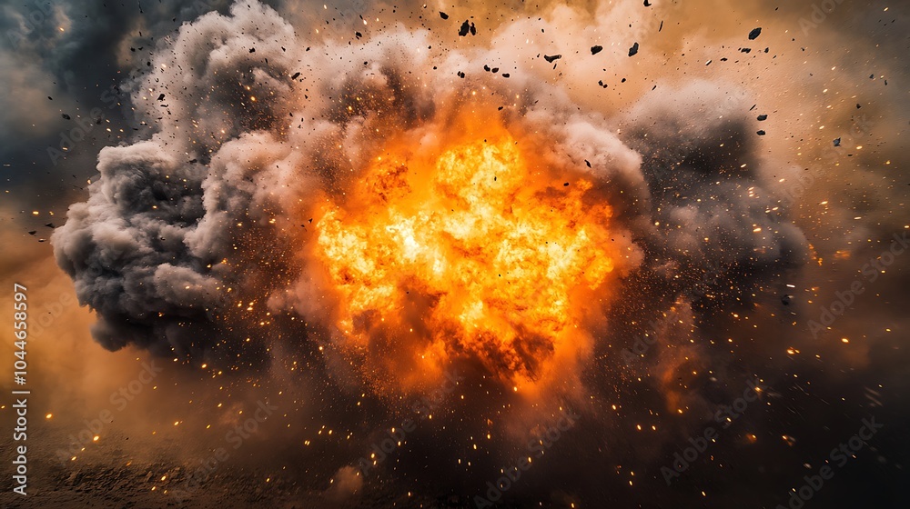 Explosion of fire and ash in environment, fire, smoke and blaze shattered through the screen widely, explosive shattering Explosion of fire and ash in environment, fire, smoke and blaze shattered through the screen widely, explosive shattering