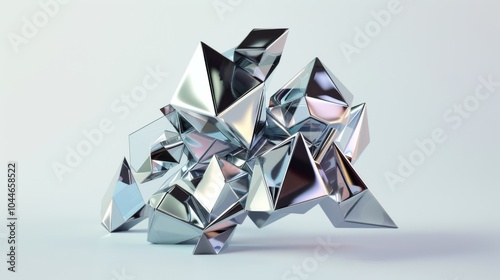 3d render of abstract art with surreal 3d organic ball in curve wavy smooth and soft bio forms in matte aluminium metal material with glass parts, with dispersion effect on grey background
