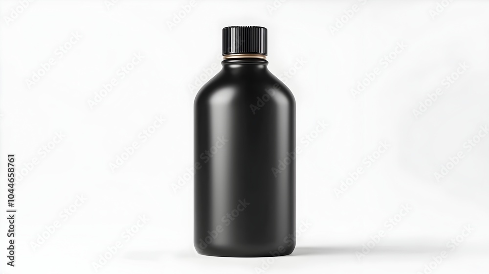 Premium 3D Mockup of Sleek Black Bottle with Metallic Accents for Best Selling Products Premium 3D Mockup of Sleek Black Bottle with Metallic Accents for Best Selling Products