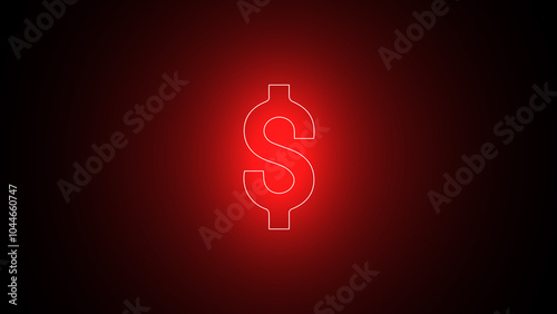 Neon, glowing dollar icon. Money cash, digital currency market, USDT dollar sign clip art. dollar symbol. Black dollar icon.