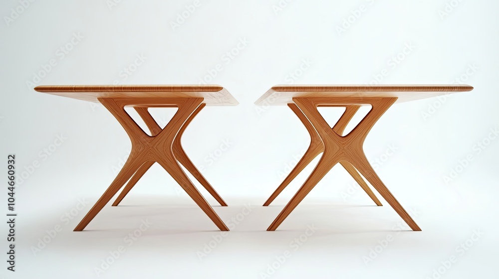 Stylish Midcentury Modern Wooden Dining Tables With Unique Bases Generative AI Stylish Midcentury Modern Wooden Dining Tables With Unique Bases Generative AI