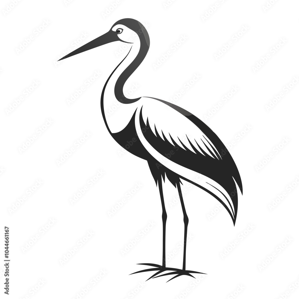 Fototapeta premium White Stork black Belarus bird silhouette