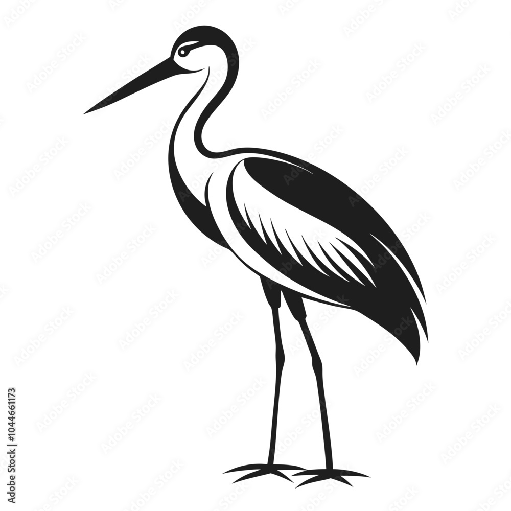 Fototapeta premium White Stork black Belarus bird silhouette