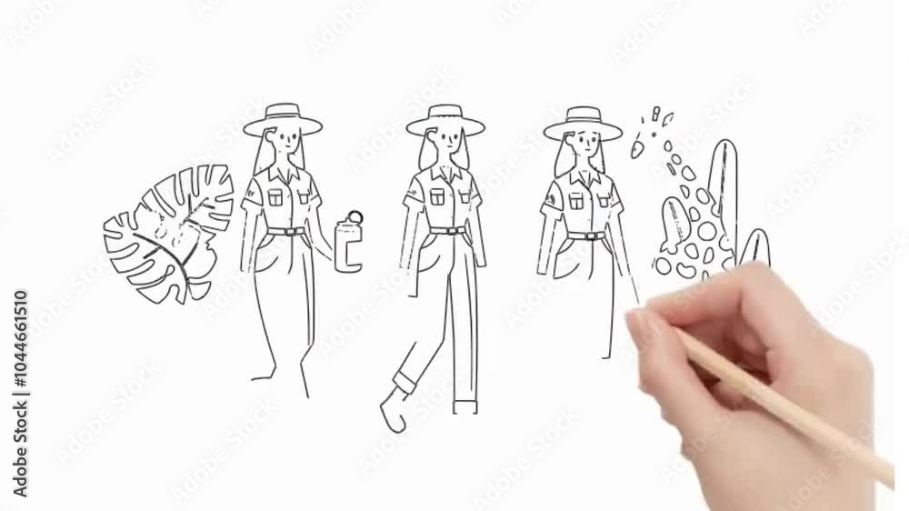 whiteboard drawing hand animation image zookeeper worker flat design illustration