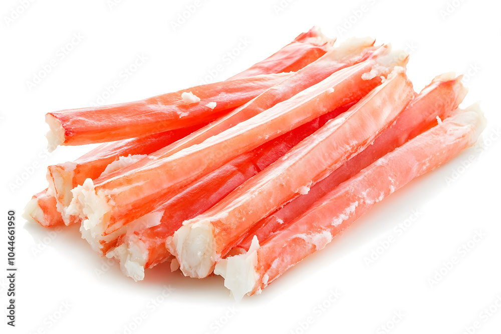 Fresh crab sticks isolated on white background Fresh crab sticks isolated on white background
