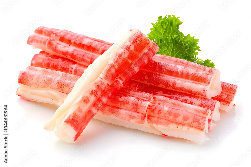 Fresh crab sticks isolated on white background Fresh crab sticks isolated on white background