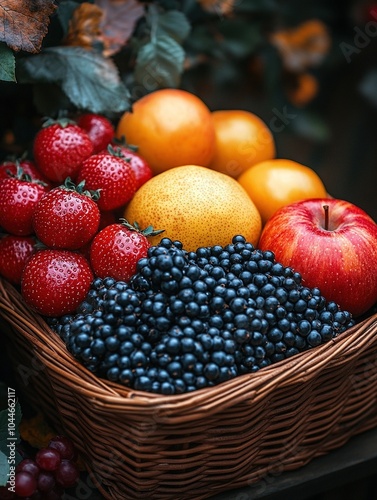 Close-up of Assorted Fruit in a Basket on Thanksgiving 