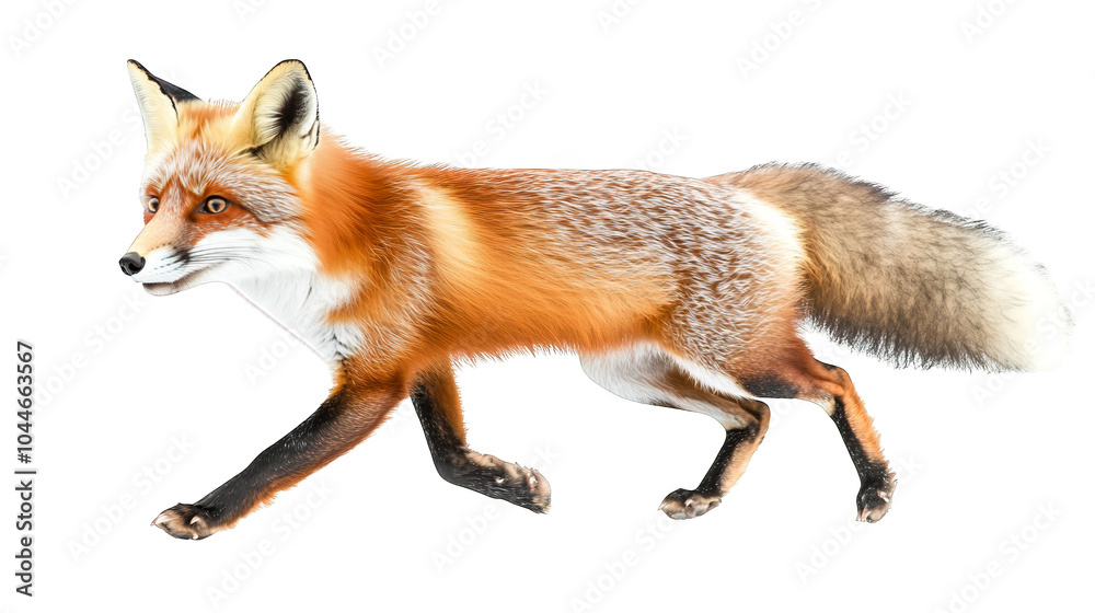 Fototapeta premium Fox in motion, artistic rendition of a fox against vibrant purple and violet background