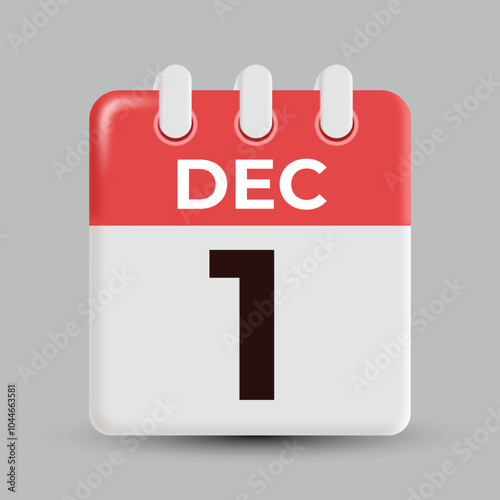 december 1 in Monthly Calendar Design with 3d look