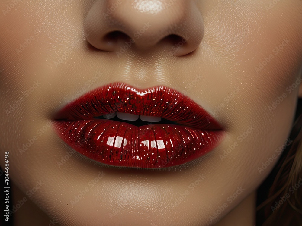 Obraz premium close up lips of GIRL,,close up lips