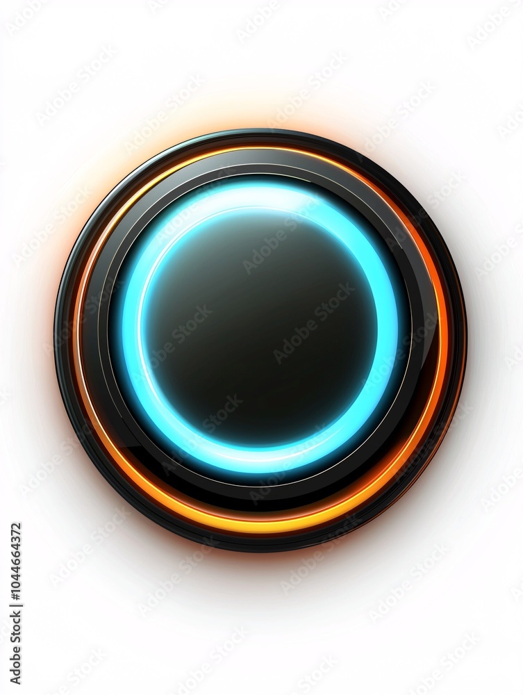 A vibrant, illuminated button design with sleek lines, isolated on a white background for digital applications. A vibrant, illuminated button design with sleek lines, isolated on a white background for digital applications.