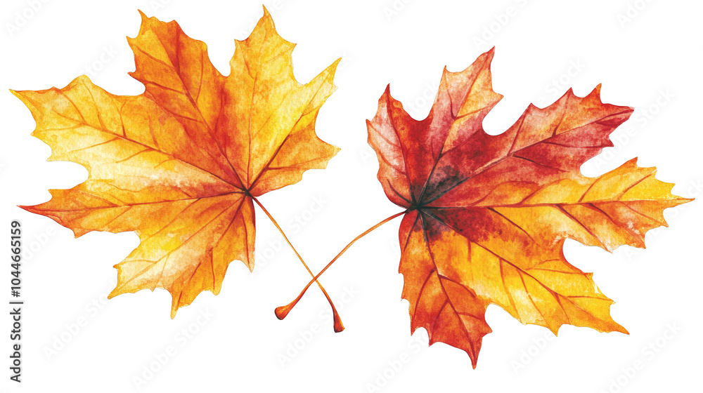 Fototapeta premium Vibrant orange leaves on blue, a study in color contrast and minimal design two