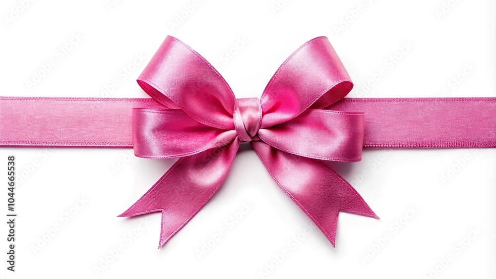 Symmetrical pink ribbon with bow on white background Symmetrical pink ribbon with bow on white background