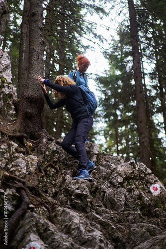 Women hiking in the mountains