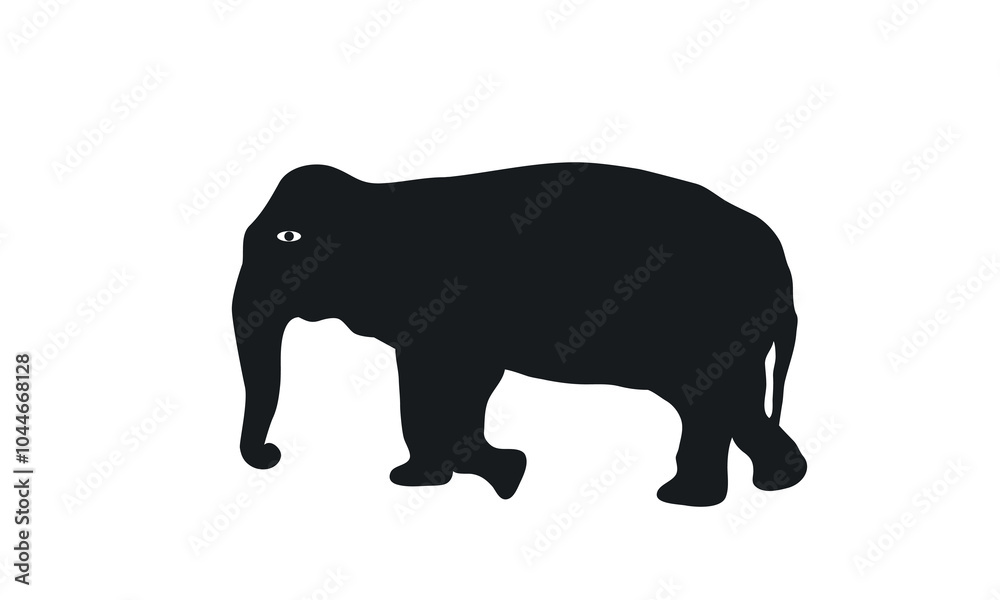 Fototapeta premium Elephant Silhouette. Silhouette of elephants. Elephant shadow hand drawn. Animal Elephant Silhouettes vector illustration