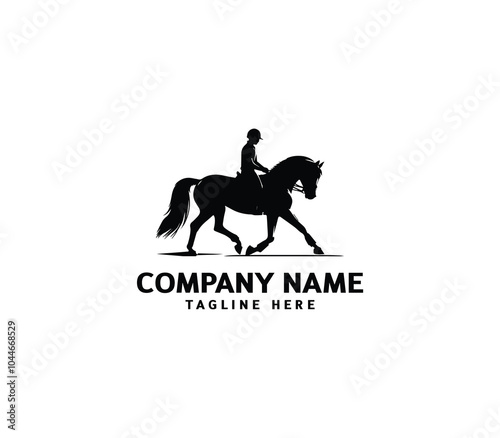 Vector silhouette of a man rider on horse logo. Modern horse with rider logo. Cowboy Riding Horse