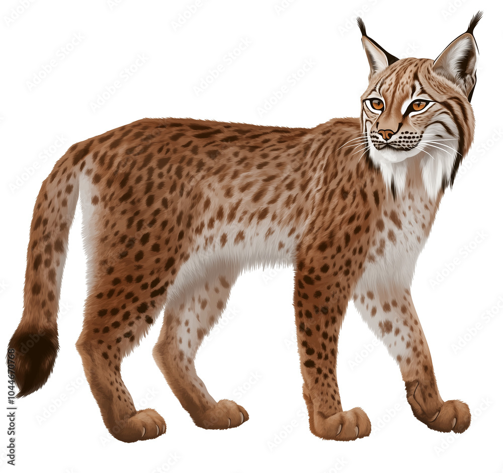 Obraz premium The European lynx or Eurasian lynx (Lynx lynx), isolated on transparent background