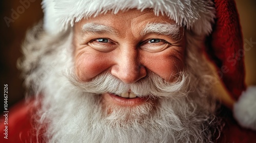 Close up portrait of a joyful Santa Claus gazing at the camera crafted with various tools