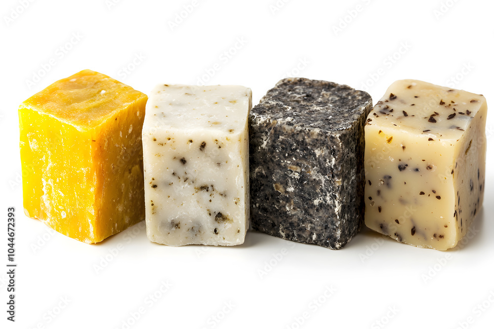 Bar of natural, handmade soap, isolated on a white background