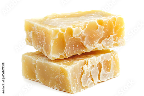 Bar of natural, handmade soap, isolated on a white background