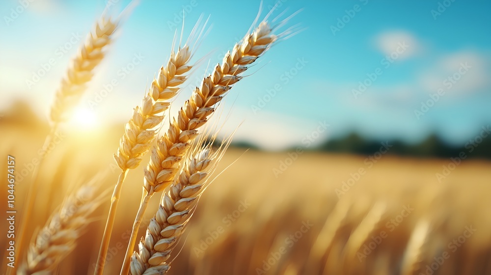 Vast wheat field swaying in the warm breeze under a golden evening sky creating a serene and picturesque landscape that evokes a sense of tranquility and natural beauty Vast wheat field swaying in the warm breeze under a golden evening sky creating a serene and picturesque landscape that evokes a sense of tranquility and natural beauty