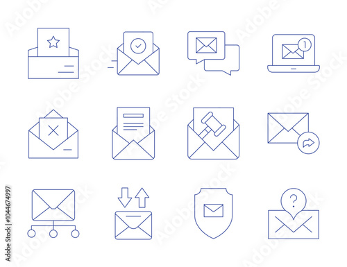 Mail icons. Thin Line style, editable stroke. confirmation, email, emails, mail, newsletter, rejection, web mail