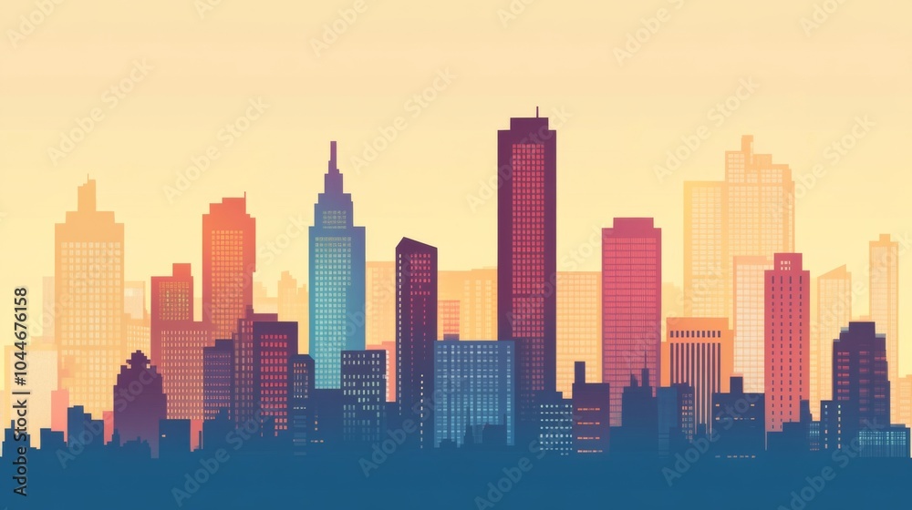Fototapeta premium Abstract Evening Skyline with Vibrant Colors