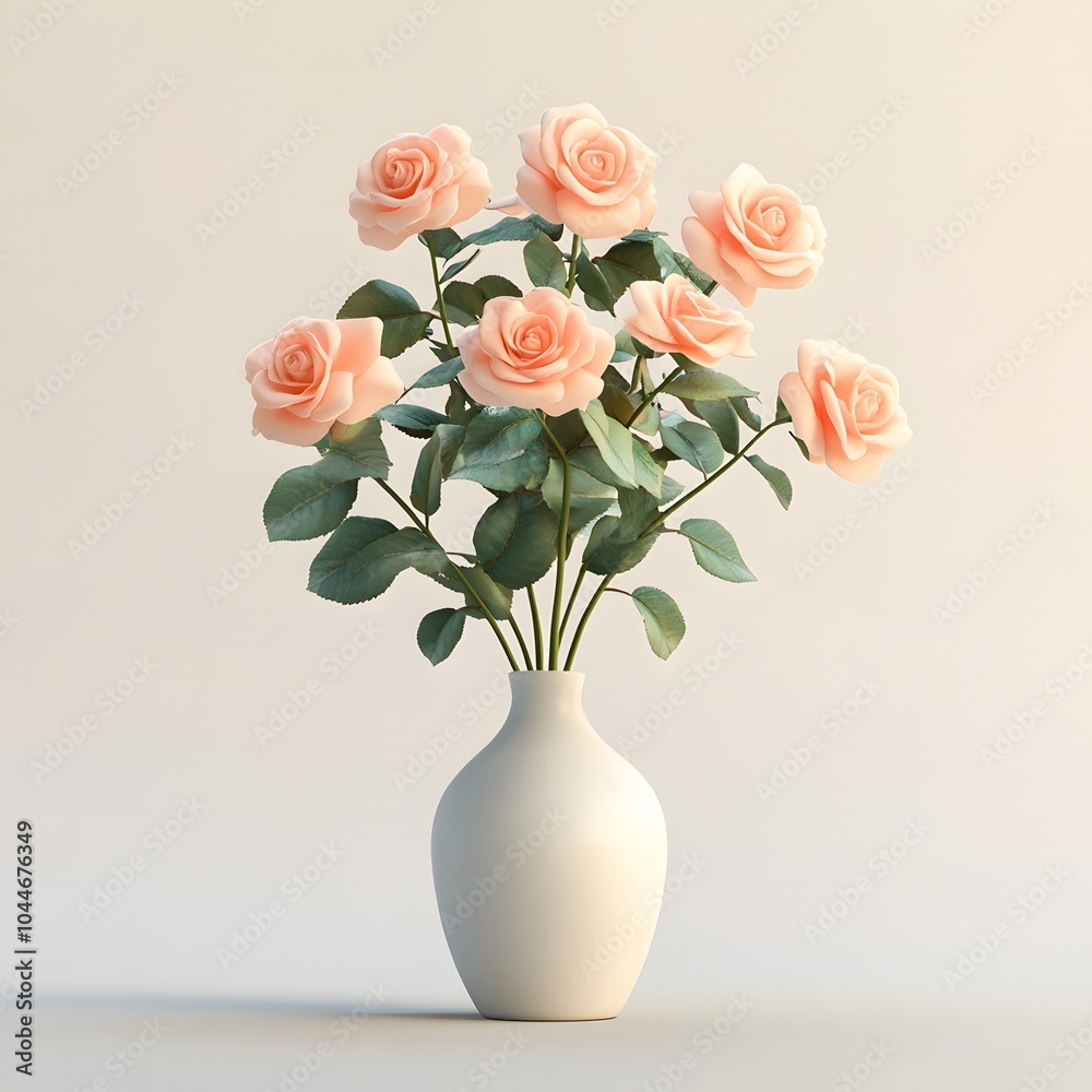 Fototapeta premium 3D-rendered rose bouquet with exaggerated petals