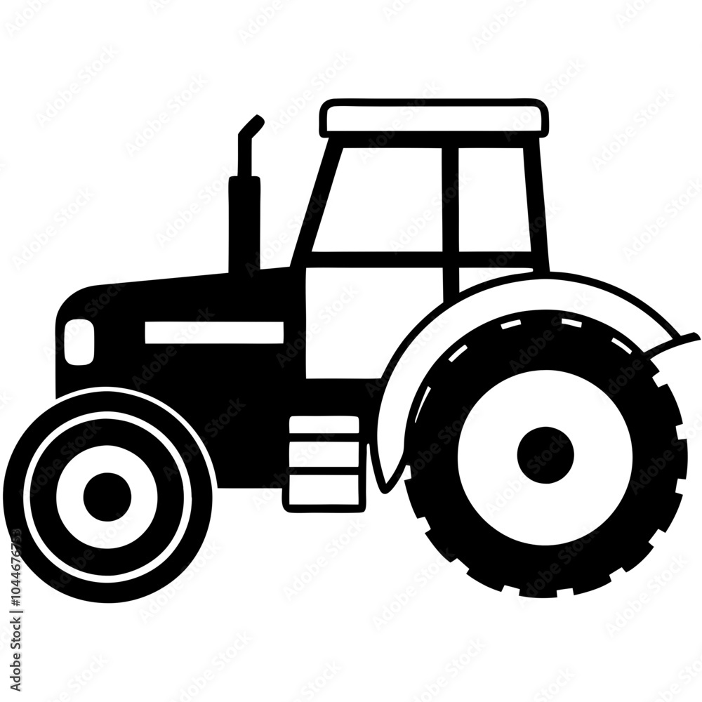Tractor black silhouette vector icon line art transparent background Tractor black silhouette vector icon line art transparent background
