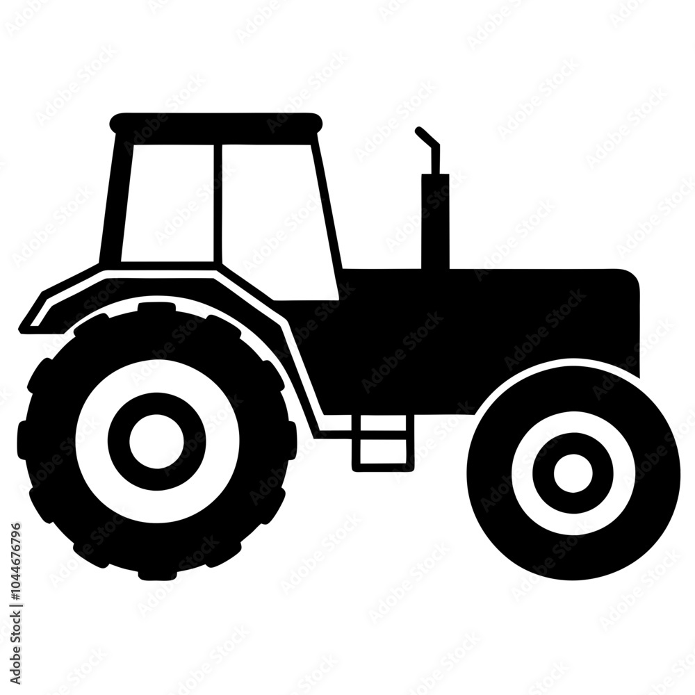 Tractor black silhouette vector icon line art transparent background Tractor black silhouette vector icon line art transparent background
