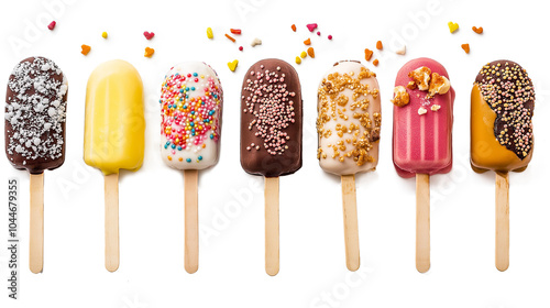 chocolate ice cream on a stick isolated on a white background