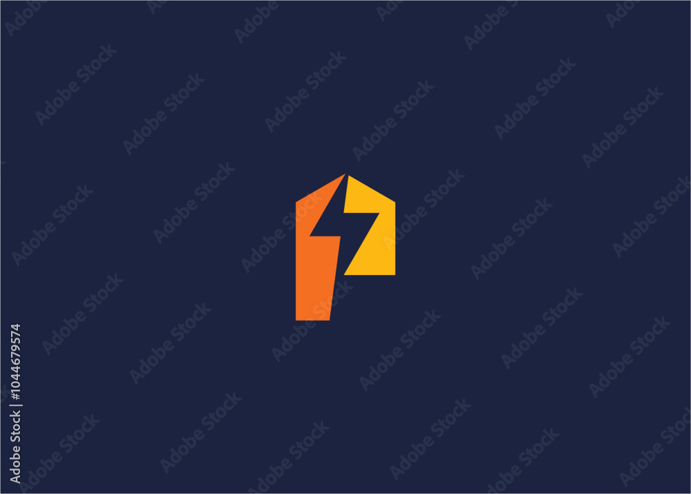 Fototapeta premium letter p electricity with house logo icon design vector design template inspiration