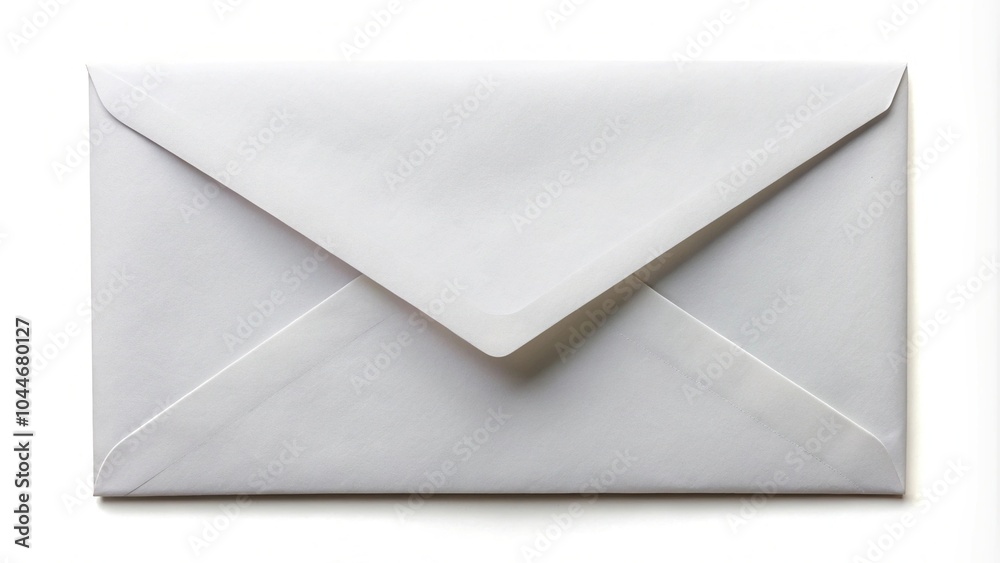 Symmetrical white paper envelope on white background Symmetrical white paper envelope on white background