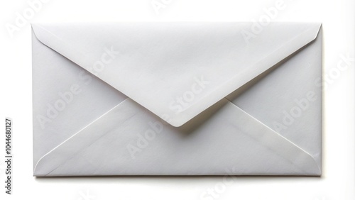 Symmetrical white paper envelope on white background