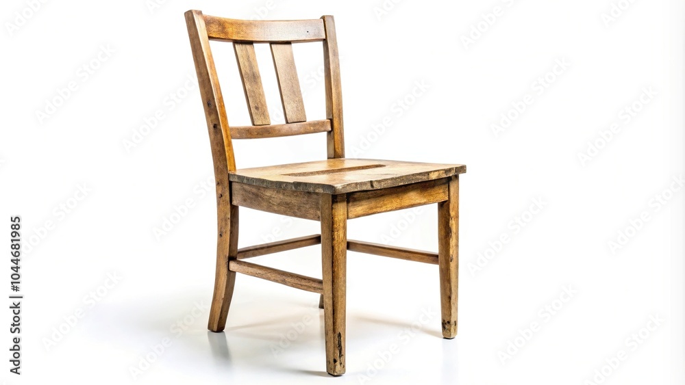 Symmetrical worn and broken chair isolated on white Symmetrical worn and broken chair isolated on white