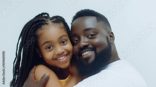 Touching portrait of black dad with daughter being a rolemodel for less loving fathers who avoid parental responsibility photo