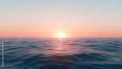 Gleaming sunshine at the horizon, warm light stretching across the tranquil landscape, illuminating the day ahead.