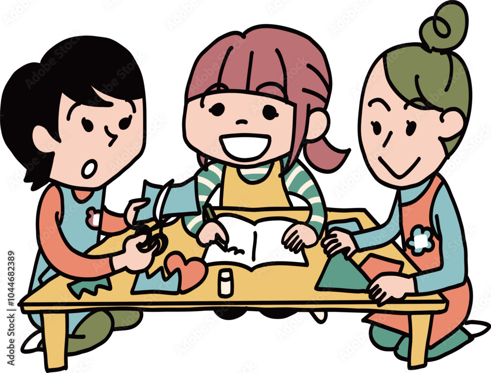 保育士たちの作業机 保育士たちの作業机