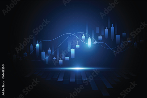 Business candle stick graph chart of stock market investment trading on white background design. Bullish point, Trend of graph. Vector illustration