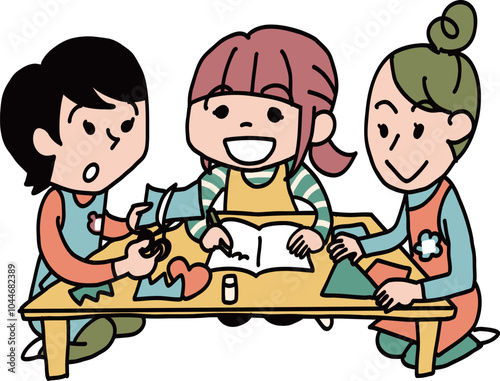 保育士たちの作業机