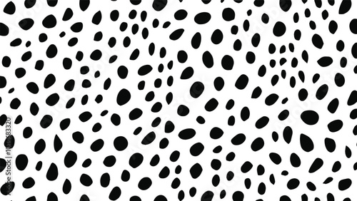 Black and white dalmatian print pattern vector. Abstract dalmatian dog spots background.