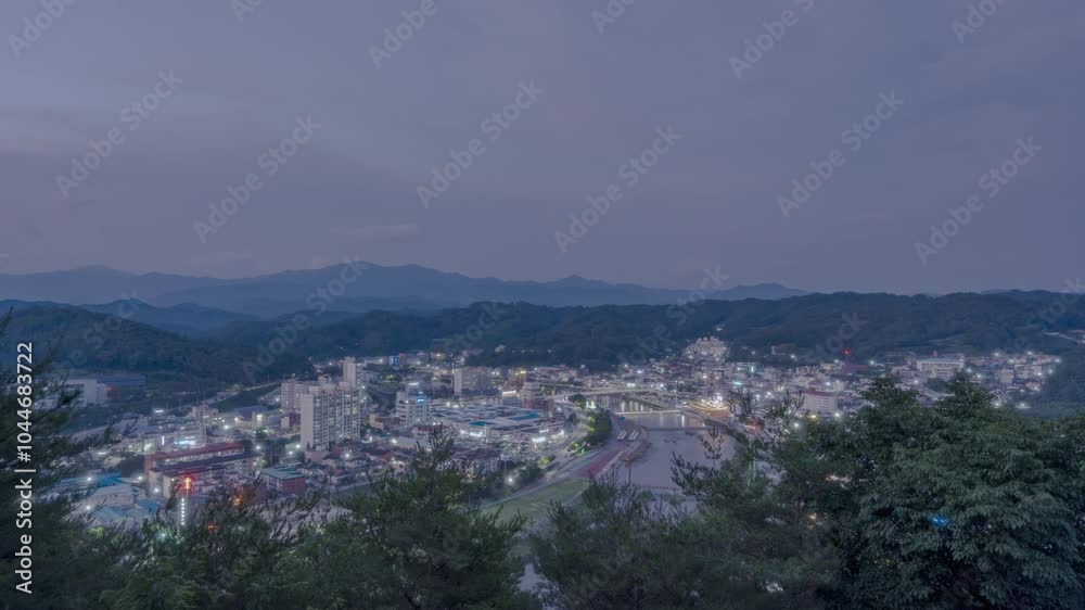 Hogol Mountain Bonghwa City Nightscape Day to Night Timelapse Bonghwa-gun South Korea Hogol Mountain Bonghwa City Nightscape Day to Night Timelapse Bonghwa-gun South Korea