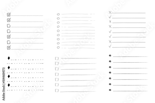 Set To do check list page doodle blank. Reminder, memo note hand drawn isolated on white. Pencil planner, notepad, sheet. 
