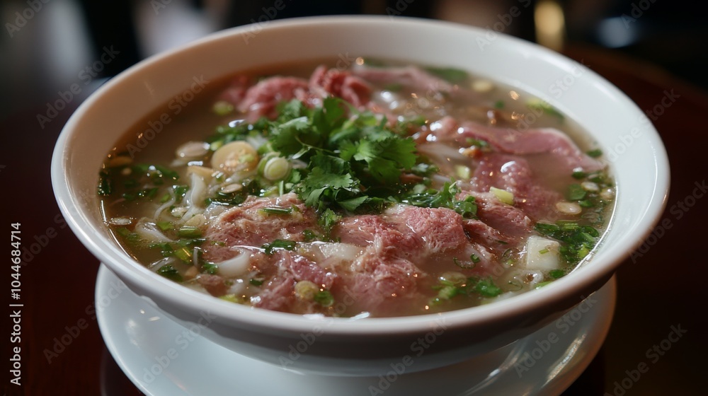 Cozy Bowl of Pho with Fresh Garnishes and Herbs Cozy Bowl of Pho with Fresh Garnishes and Herbs