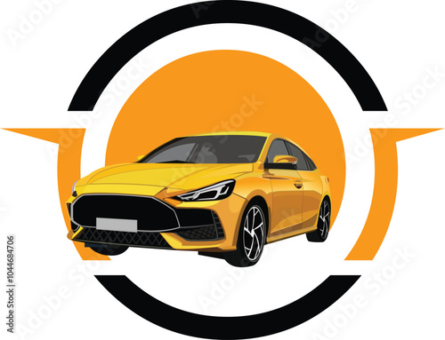 yellow car logo with circle