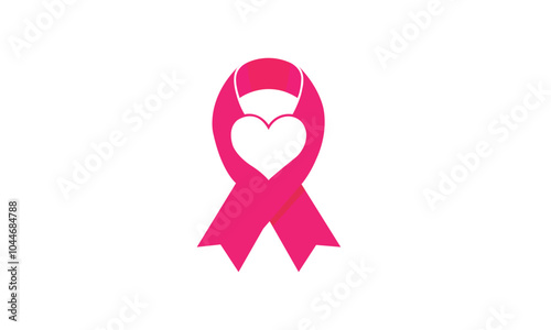 Pink Power think pink ribbon of Breast and Heart Cancer Awareness Month design white background