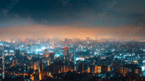 Wallpaper Mural Calming Nightscape with Gentle City Tones Torontodigital.ca