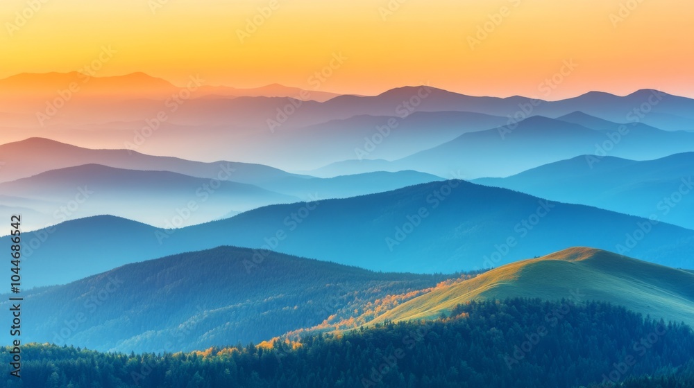 Misty Morning Light Over Soft Focus Mountains
